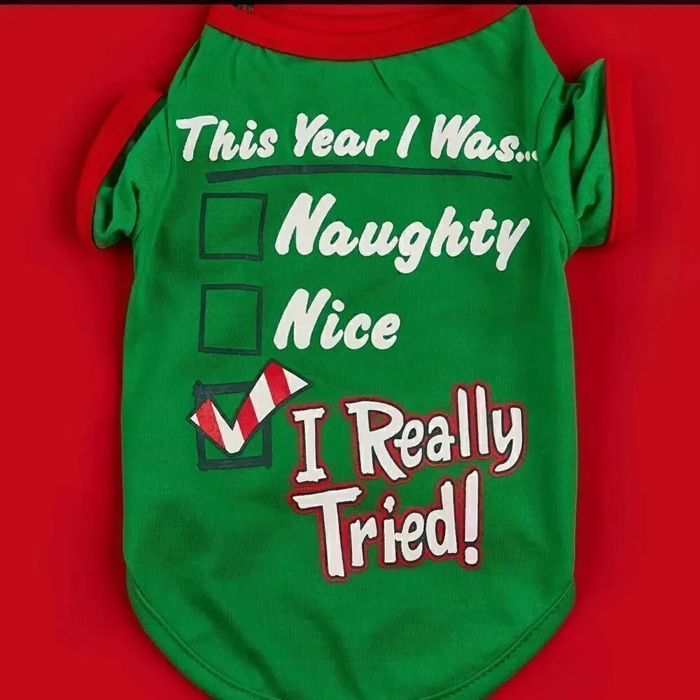 Christmas Shirt Letter Printed Pet T-Shirt Festive Pet Clothes For Small & Mediu